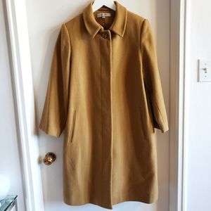 Harvé Bernard Wool Carmel Tan Trench Coat Button Down Slits On Sides Woman 14